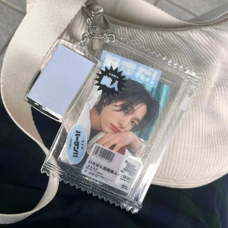 INS Transparent Candy Bag Badge Holder Korean Photocard Holder Display Bag Pendant Idol Photo Card Protective Cover Card Holder