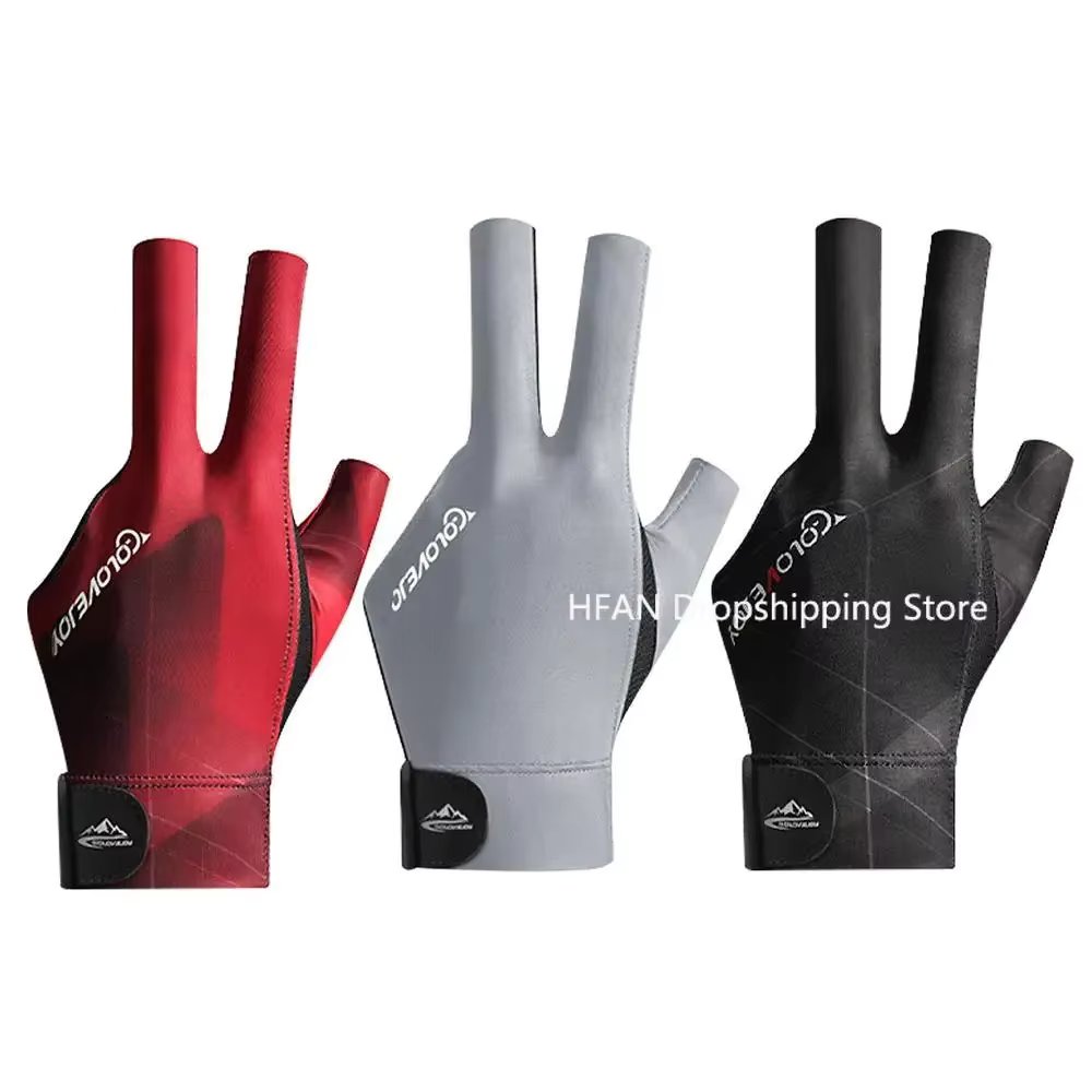 Billiards Glove Left Hand Three Finger Snooker Billiard Glove Non Slip Stickers Elasticity Billiard Training Gloves Accessories