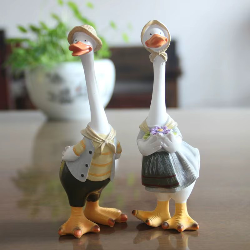 Resin Simulation Couple Duck Ornaments Craft Gifts Garden Courtyard Handicraft Ornament Home TV Cabinet Desktop Decoration