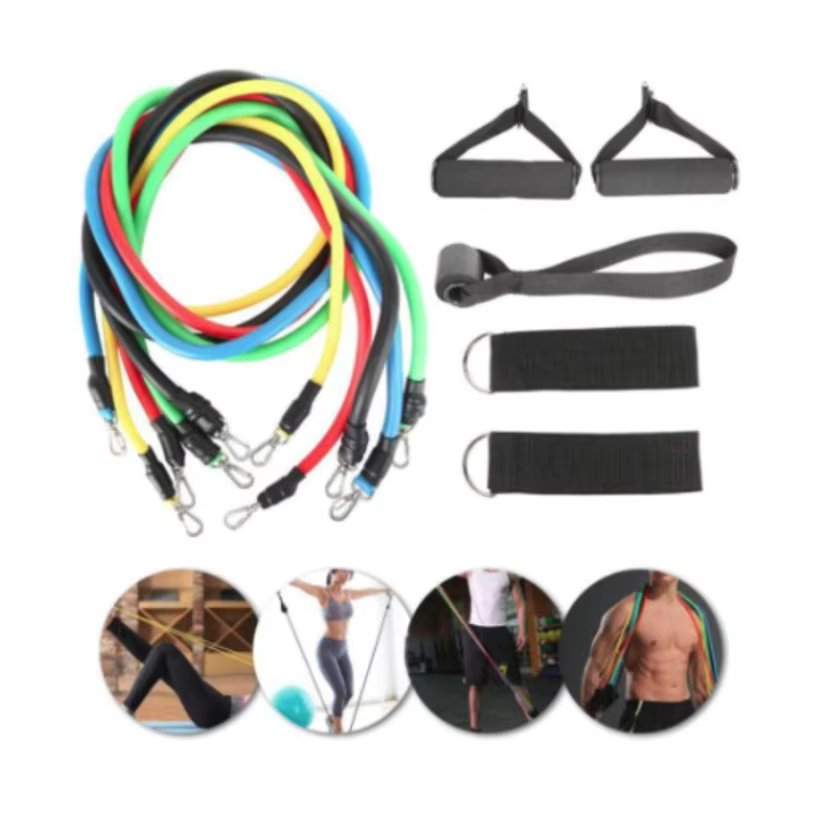 Kit 11 P&ccedil;s El&aacute;stico Para Treino Exerc&iacute;cios Malhar Muscula&ccedil;&atilde;o Casa