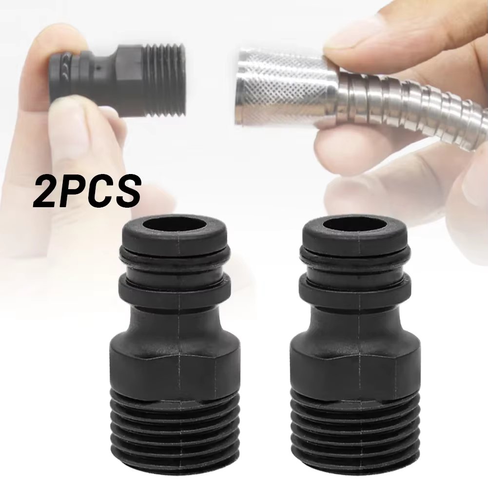 2PCS Nipple Connector 1/2" Threaded Tap Adaptor Garden Water Hose Quick Pipe Connector Fitting Irrigation System Parts