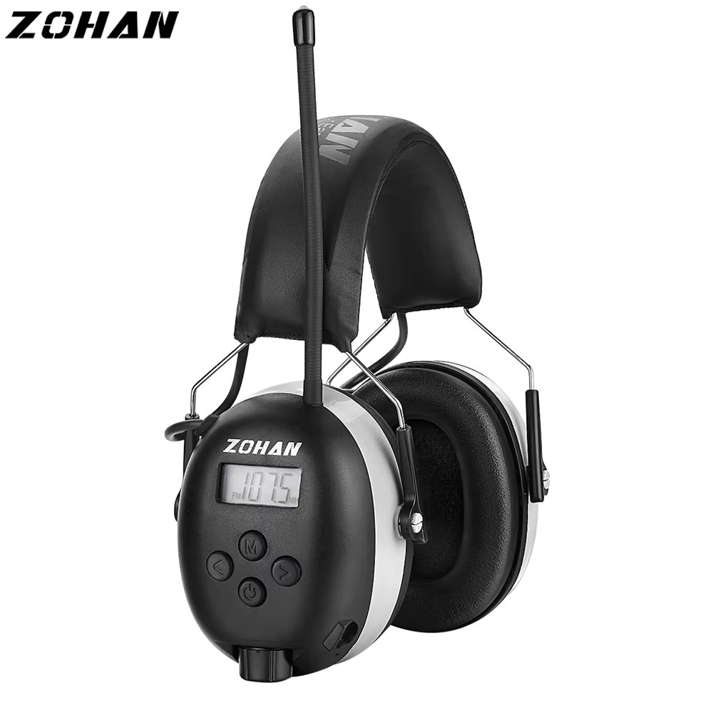ZOHAN Earmuffs AM FM Radio Headphone Ear Protection Noise Reduction Earmuff Comfortable Hearing Protector with Digital Display