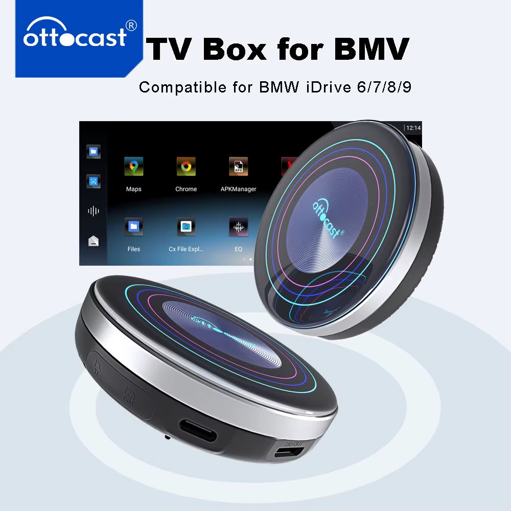Ottocast i3 Ai TV Box for BMW iDrive 6 7 8 9 Wireless CarPlay Car Accessories Video Adapter Android 10.0 for Netflix TikTok 2024