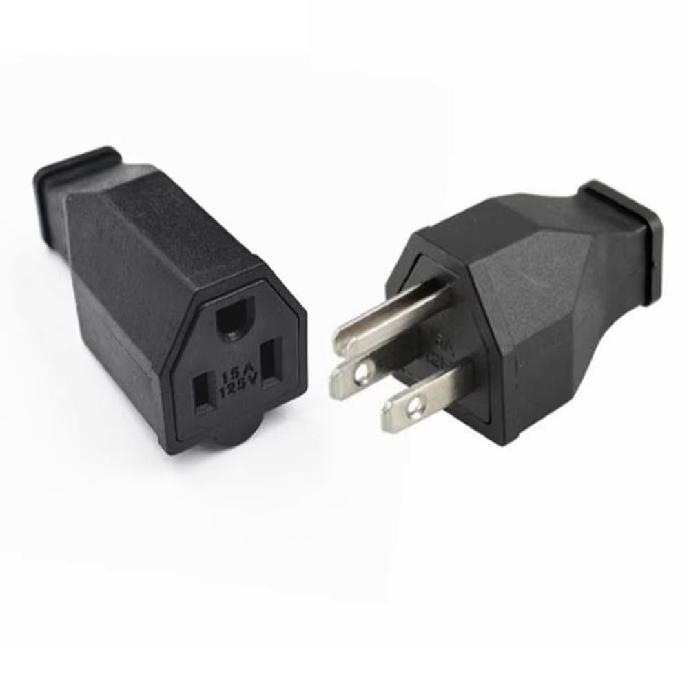 Black 15A 125V copper USA Canada Japan Assembled industrial power adaptor plug socket male female 5-15P/R Removable wiring plug