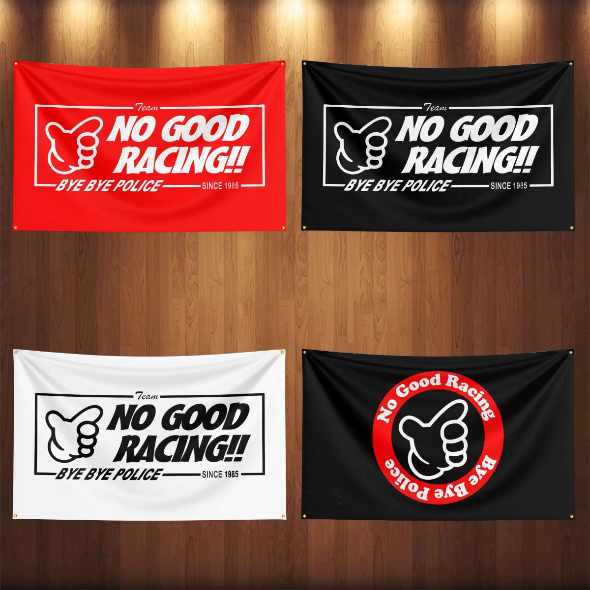 90x150CM No good racings Team Car Flag Banner JDMs For Car Racing Decoration Poster Tapestry Polyester Outdoor Home