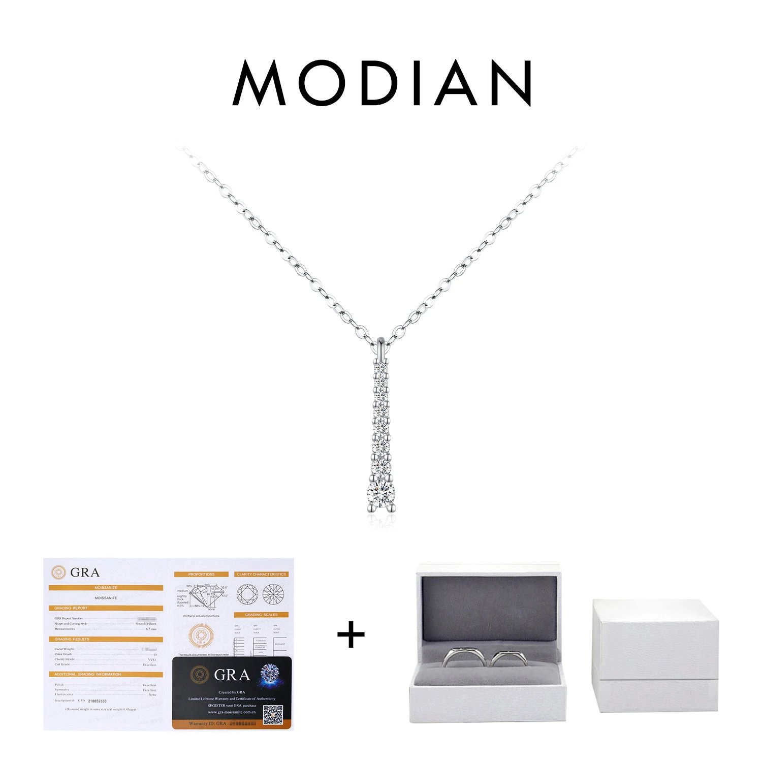 MODIAN Minimalist D Color Moissanite Necklace Prong Setting Lab Diamond For Women 925 Sterling Silver Pendant Necklace Jewelry