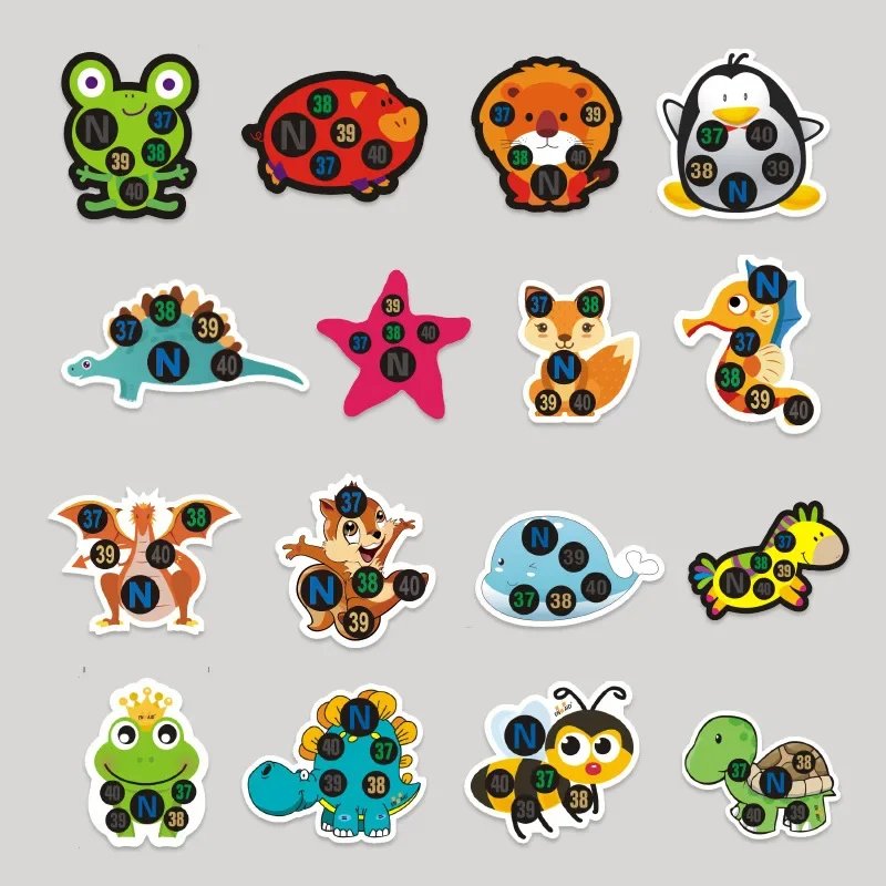 10pcs Baby Cute Cartoon Animal Sticker Forehead Head Strip Body Fever Thermometer Children Safety Baby Care Thermometer