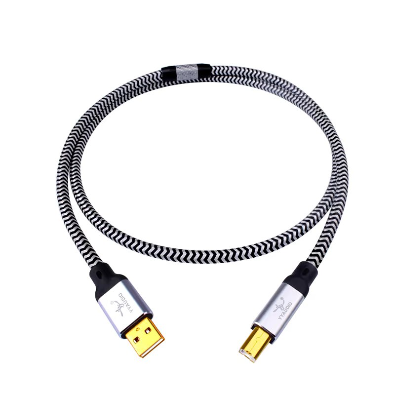 YYAUDIO Hi-End OCC silver plated USB audio cable data USB cable DAC USB hifi cable A-B usb cable