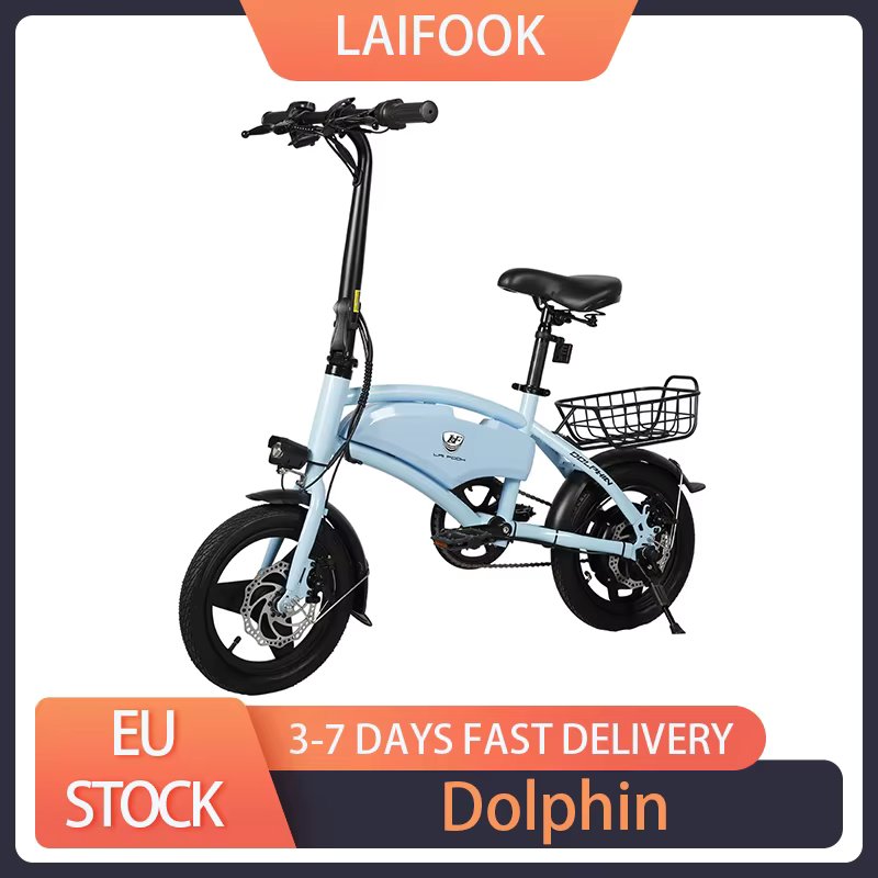 LAIFOOK Dolphin Electric Bike 250W Motor 36V 7.8AH Battery 14-inch Tire EBike 25km/h Max Speed 40km Range Disc Brake LCD Display