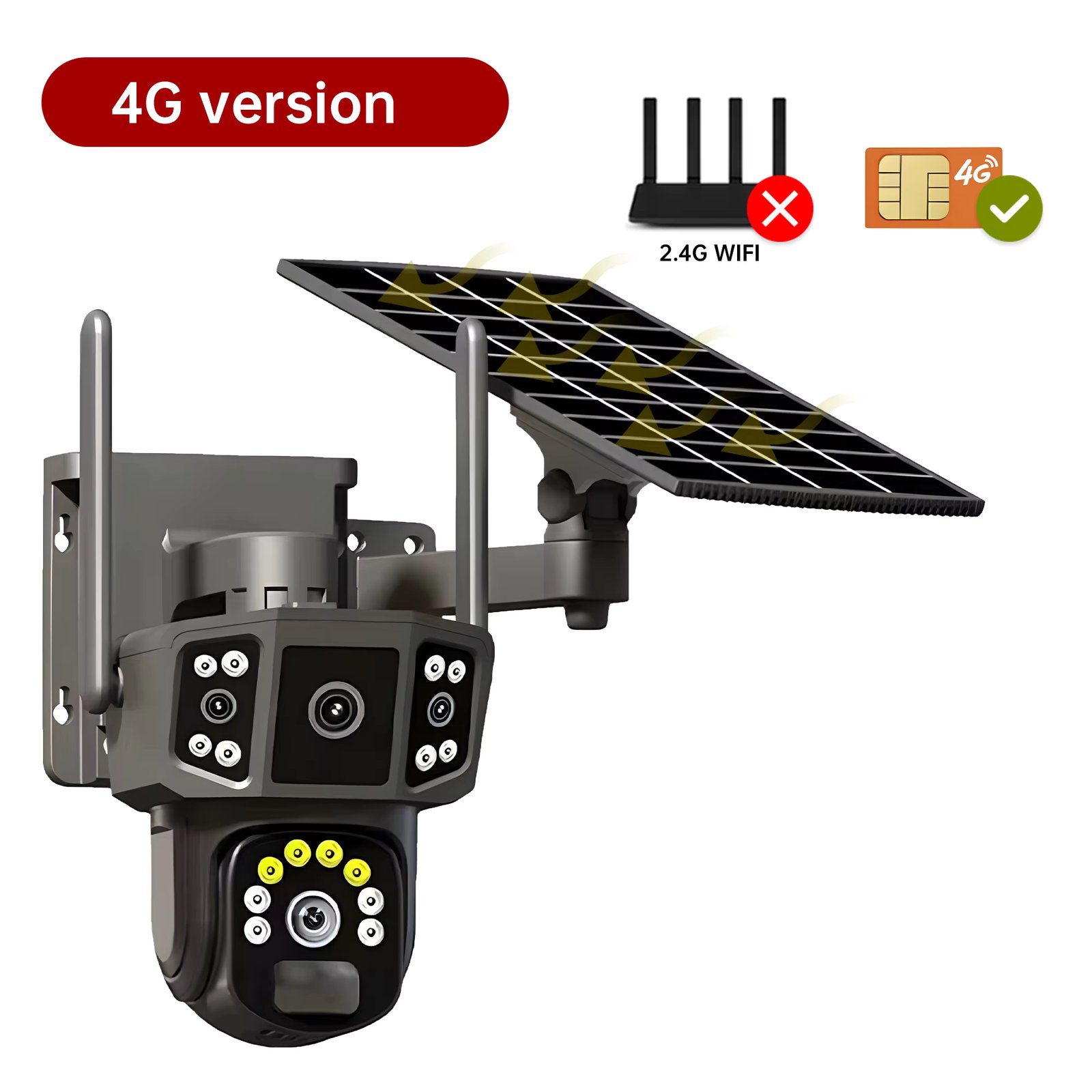 V380 Pro 10X 4K dual lens outdoor security network camera wireless WIFI solar closed-circuit television,4G sim solar cameras