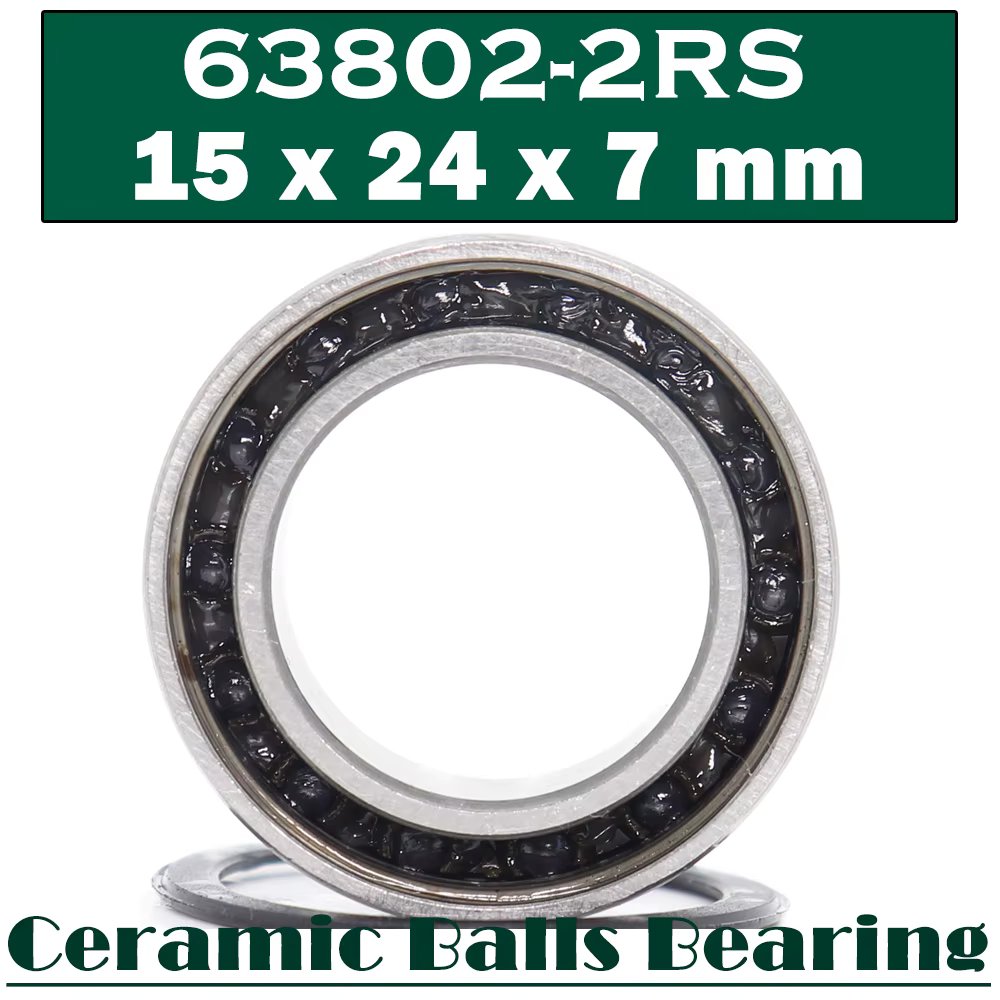 63802 Hybrid Ceramic Bearing 15*24*7 mm ( 1 PC ) Double Row Sealed Angular Contact Si3N4 Ball Bearings 3802 RS 3802-2RS