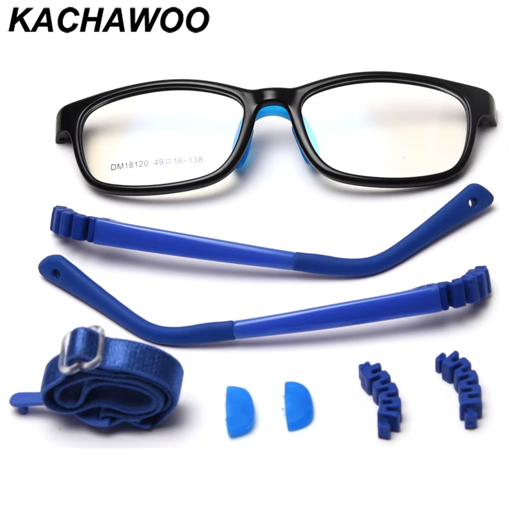 Kachawoo optical glasses frame boy black blue square eyeglasses for kids computer girl TR90 spectacles comfortable clear lens