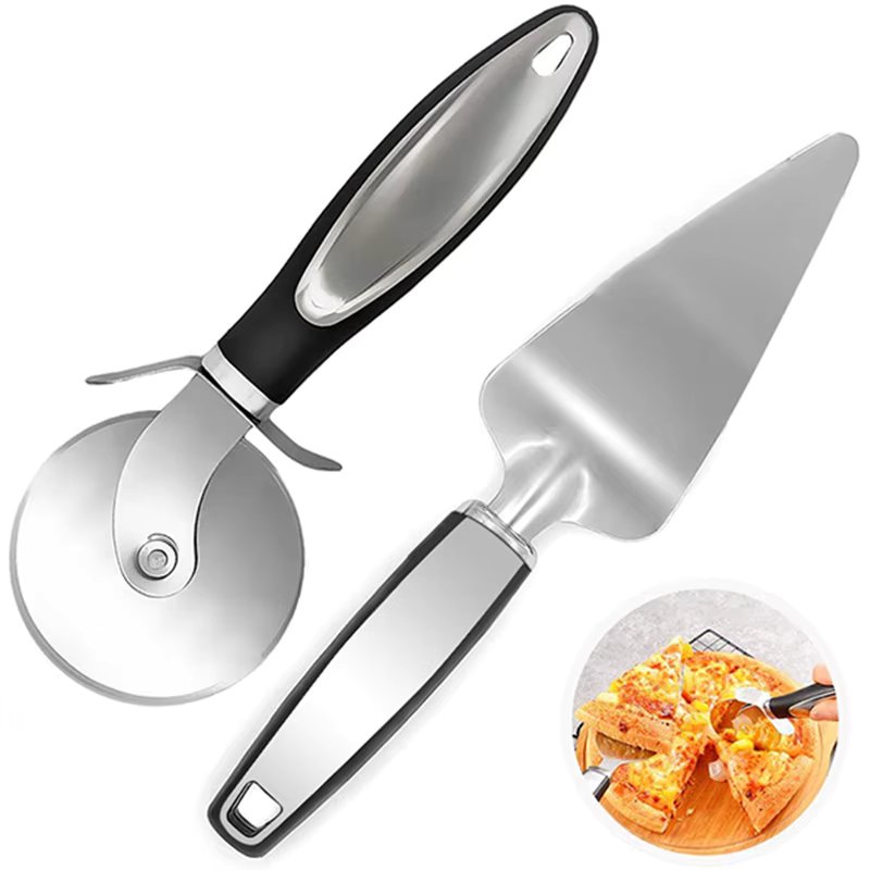 Premium Stainless Steel Kitchen Pizza Cutter Wheel Server Tools Home Knife Waffle Cookies Cake Bread Dough Slicer Baking Gadgets