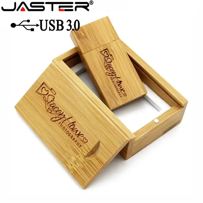 JASTER USB 3.0 Flash Drives Wooden with Wood BOX 128GB Pendrive Free Logo 64GB 32GB Memory stick Wedding Photography Gift U disk