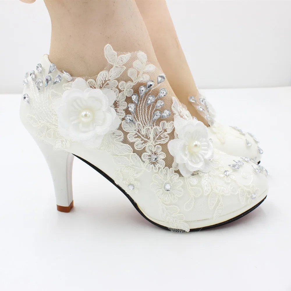 White 8cm heel