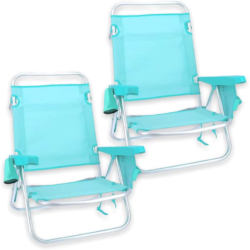 EURASIA shop-Pack 2 folding chairs beach, 5 positions, aluminium and textilene structure, light and resistant