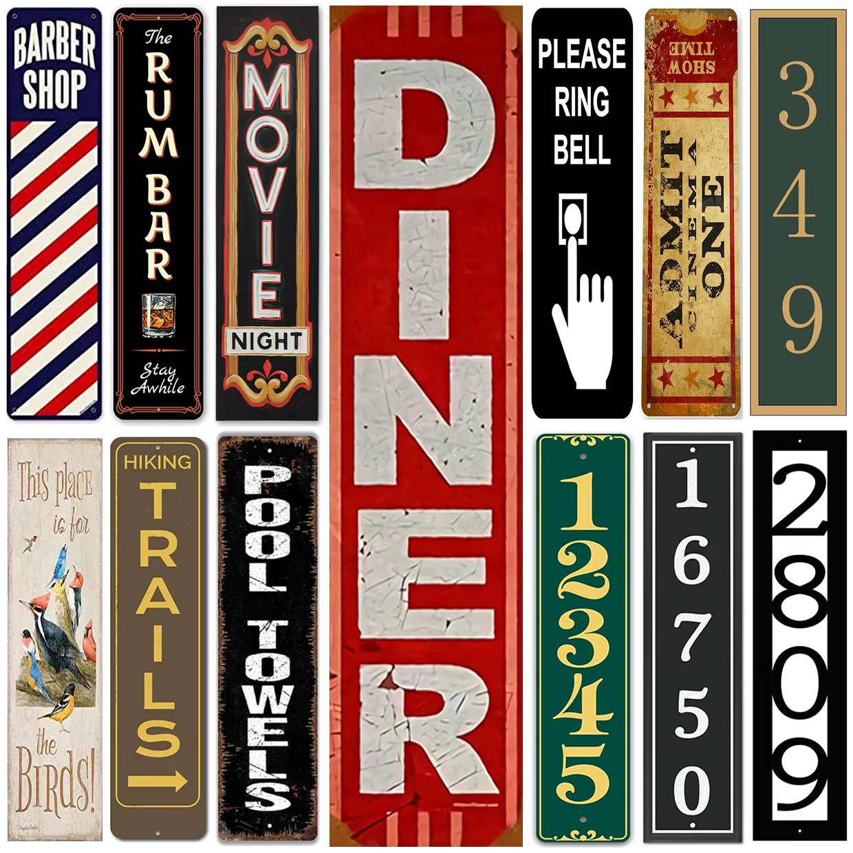 Outdoor Metal Tin Signs Instagram Style Diner Movie Street Signs Amusement Park Scenic Retro Road Signs Country Retro Decorative