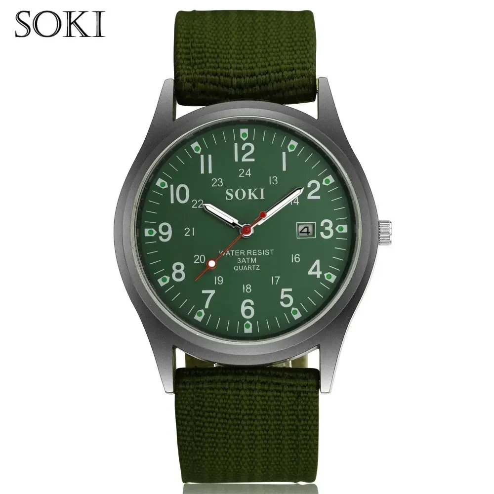 Fashion Mens Watches Luminous Hands Clock Luxury Military Sports Calendar Quartz Wristwatch Men Casual Nylon Womens Watch