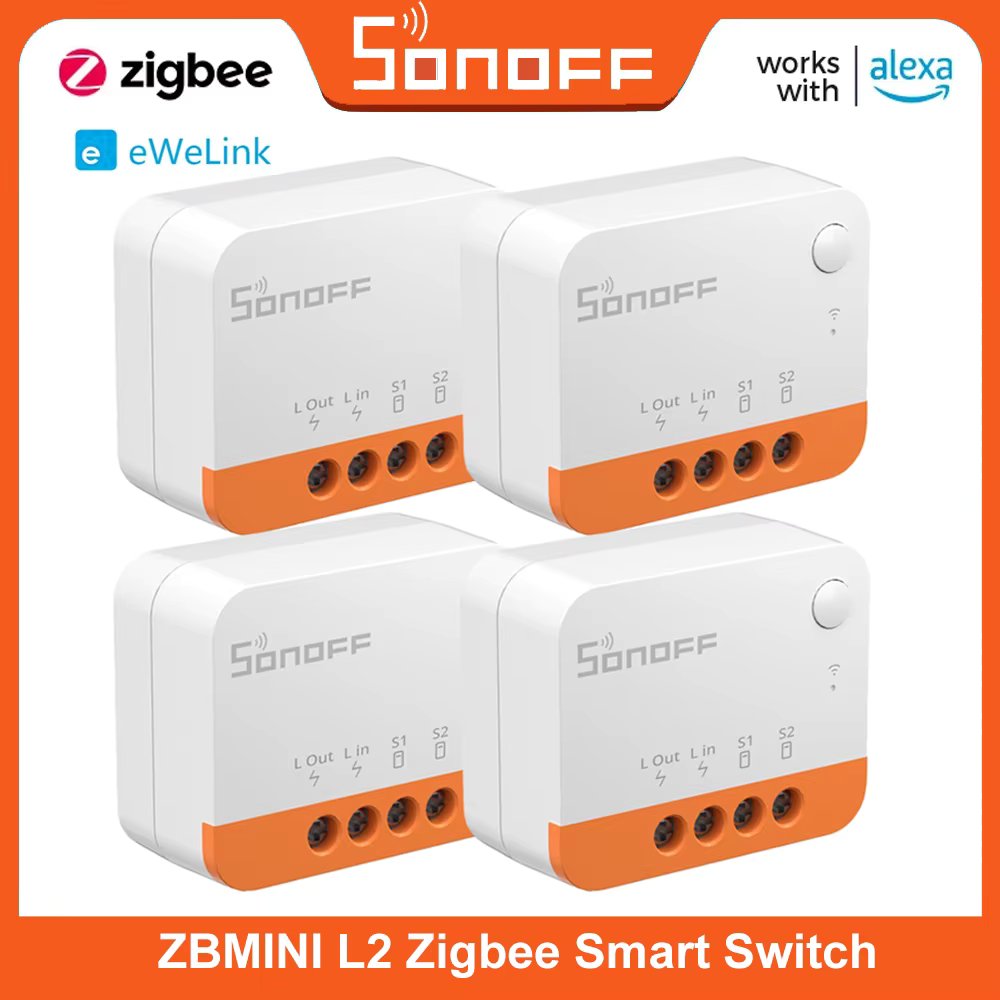 SONOFF ZBMINI L2 Extreme ZigBee Smart Switch No Neutral Wire Required DIY Two-Way Control with Zigbee Hubs Bridge Alexa Google