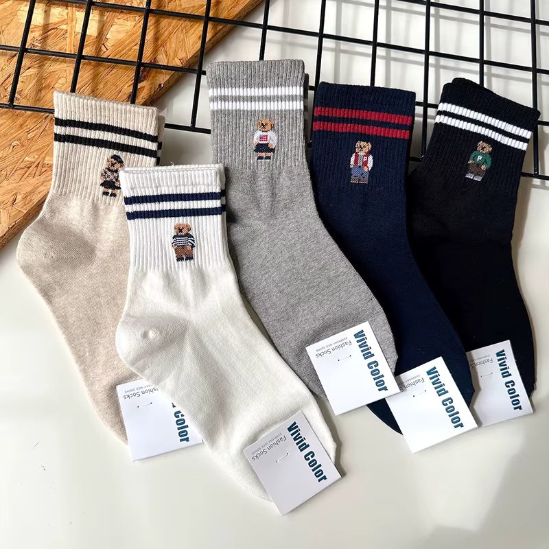 Good Quality Cartoon Elegant Lady Bear Women's  Cute Socks Cotton Harajuku Style Woman Novelty Breathable Sox Christmas Gifts