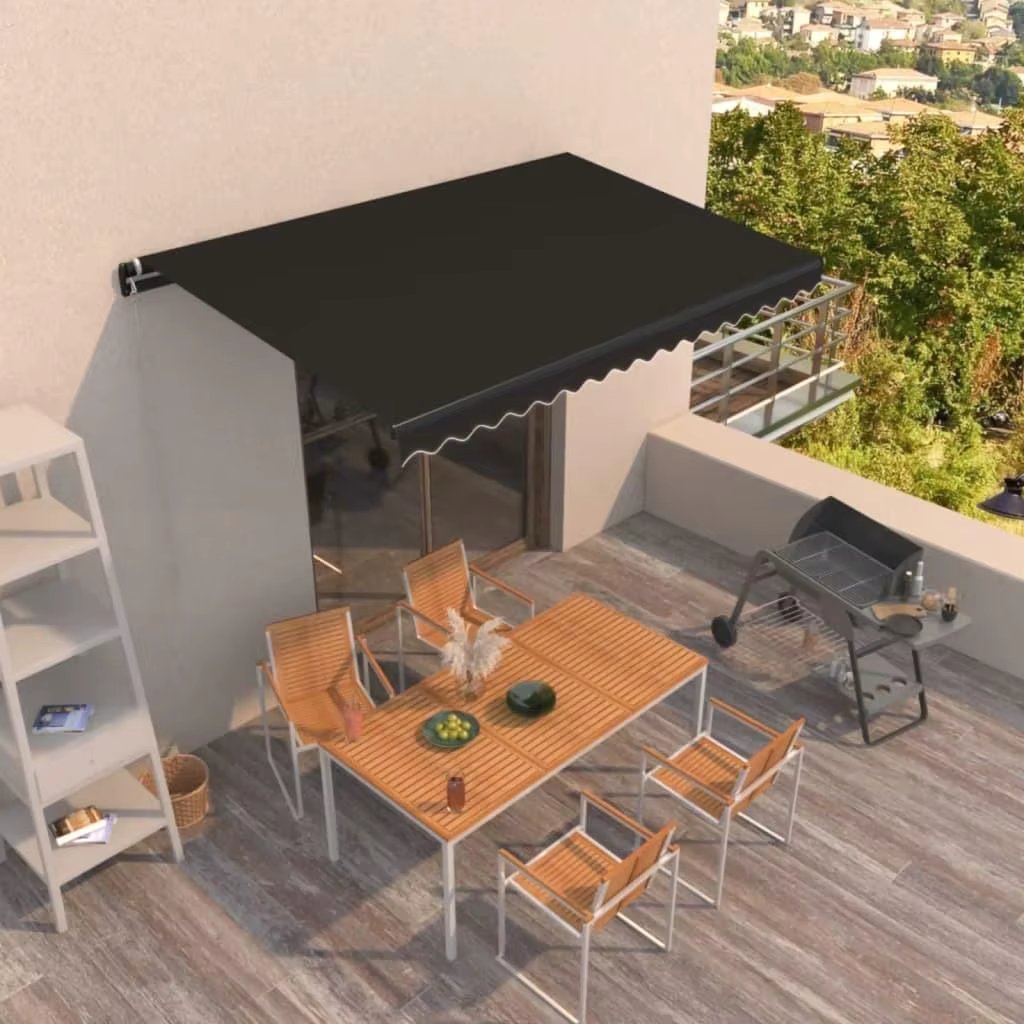 400x350 cm Manual Retractable Awning - Durable Anthracite Garden Shade Solution