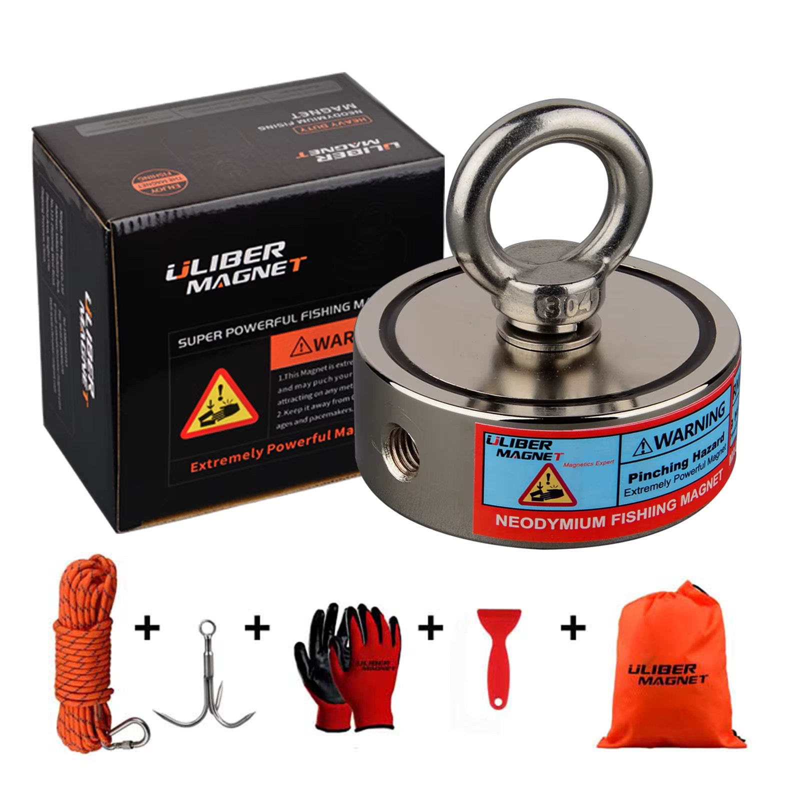 250KG*2  Two Side  Salvage Fishing Magnet Set Hook Permanent NdFeB Magnet Outdoor River Fishing Salvage Magnets