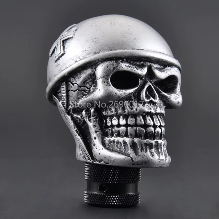 Silver Helmet Skull Universal Auto Car Gear Shift Knob Lever For SUV Crossover Truck Wagon Hatchback Coupe