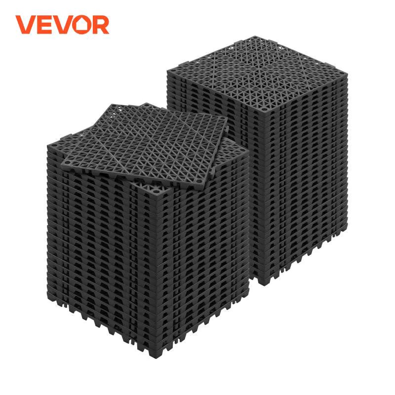 VEVOR Interlocking Tile 12/50/55PCS 12" x 12" Splicing Soft PVC Drainage Floor Tiles Non-Slip Drainage Holes for Bathroom Pool