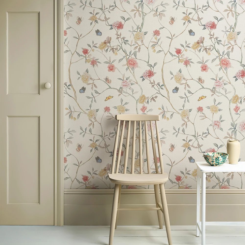 Elegant Pink Floral PVC Wallpaper Self-adhesive Waterproof Flower Wallpaper Peel And Stick Furniture Stickers Cabinet Wallpaper