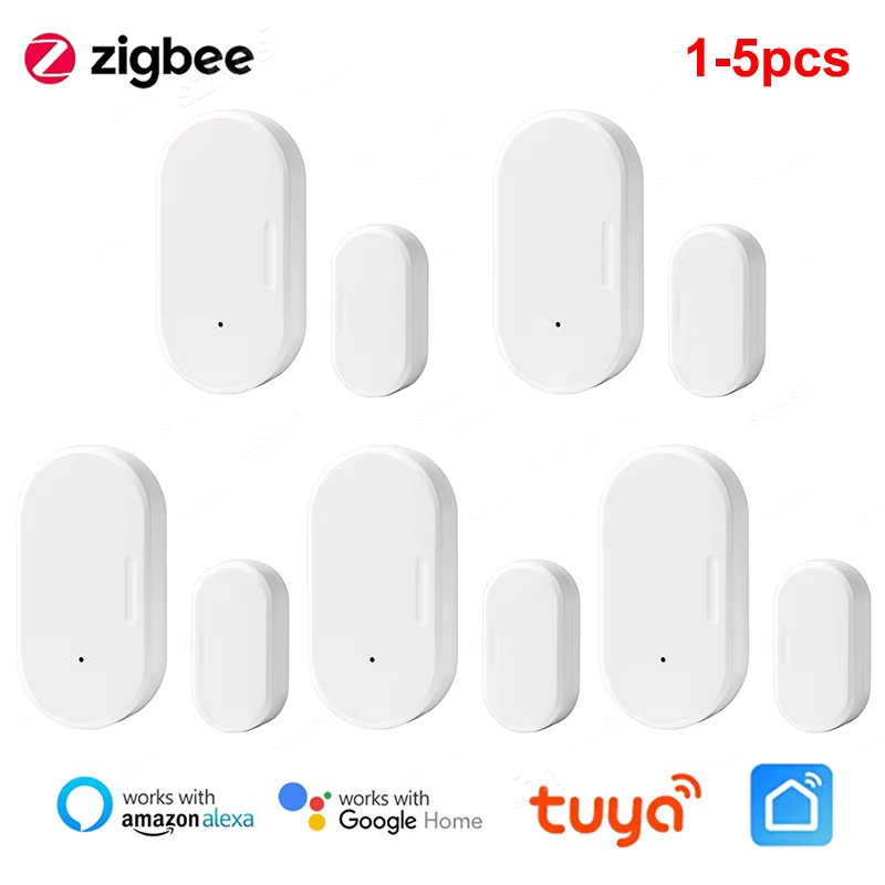 1/5pcs Tuya ZigBee Door Sensor Smart Home Security Alarm System Window Sensor Detector Smart Life APP Monitor for Alexa Google