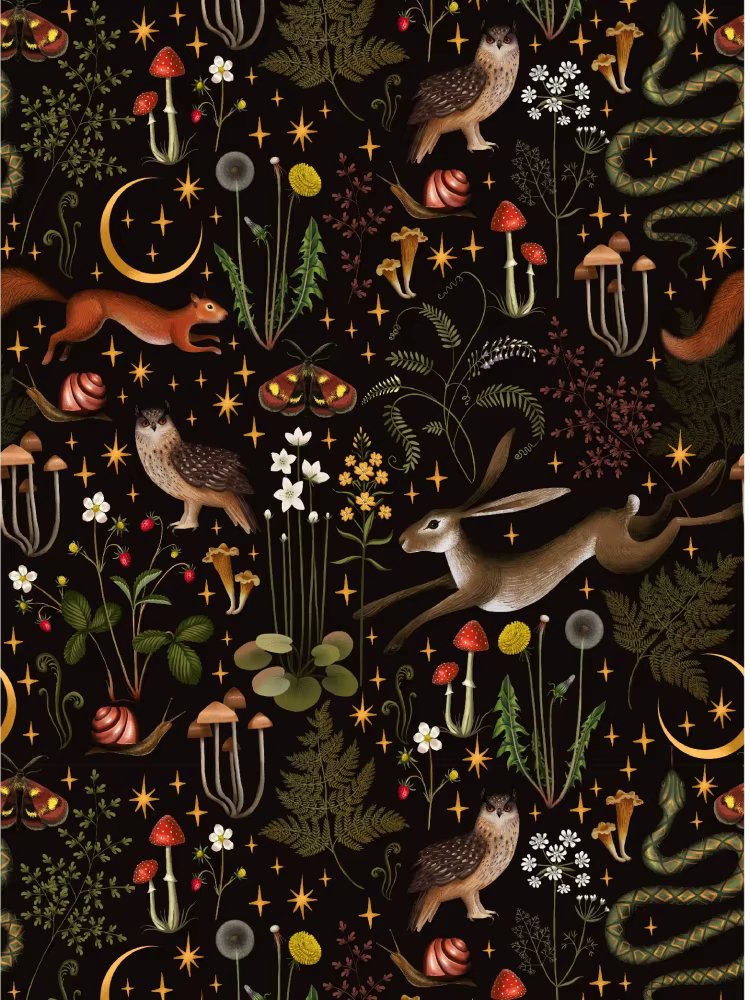 Waterproof Self Adhesive Contact Paper, Forest Plant Animals Wallpaper, Woodland Mushroom Owl and Squirrel, Vanity Home Decor