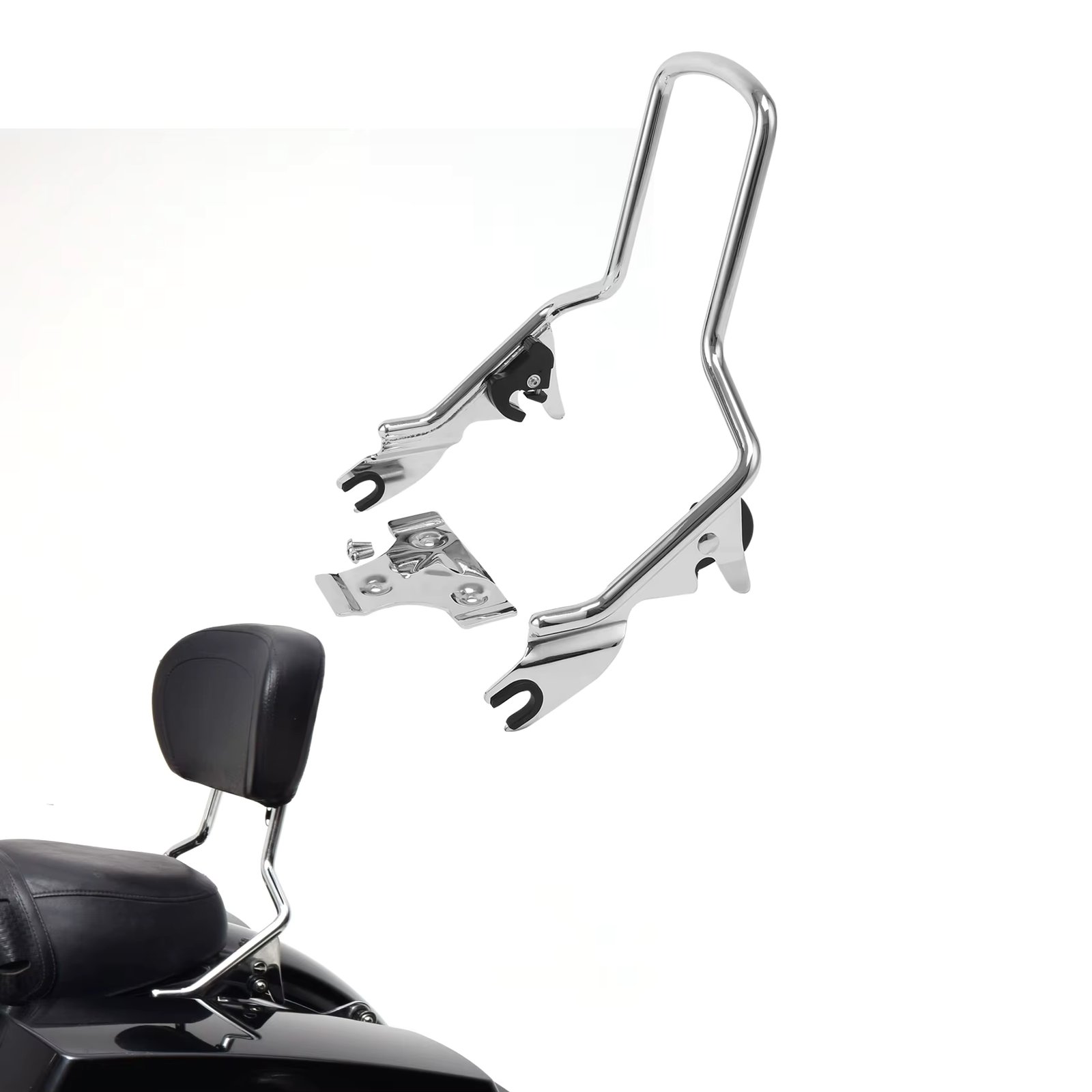 Detachable Upright Sissy Bar Backrest For Harley Touring Street Glide Electra Glide Road King 2009-2023 Motorcycle