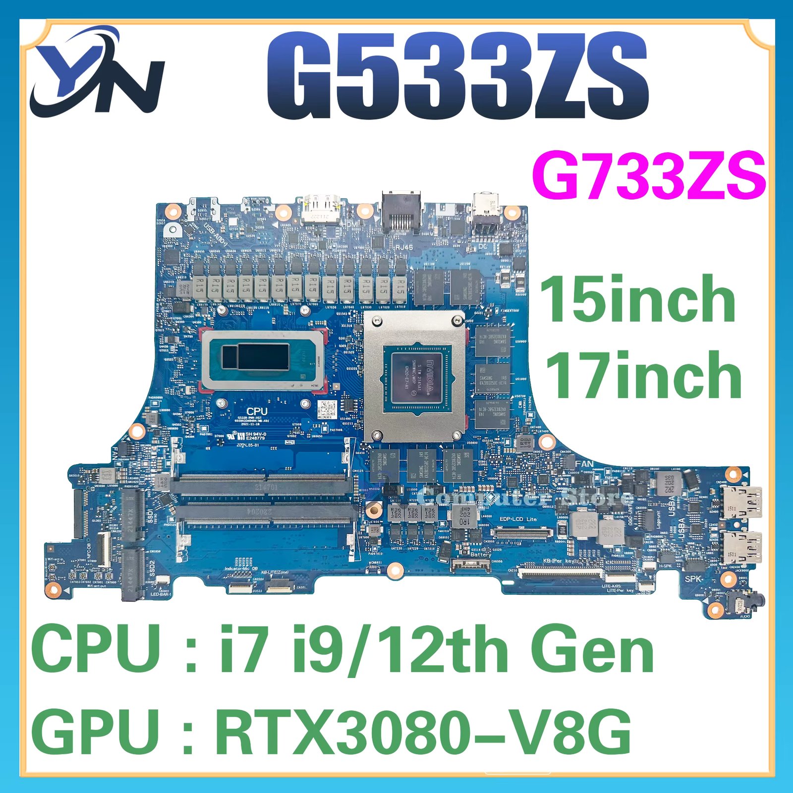 G533ZS Mainboard For ASUS G533R G533ZX G533ZM G533ZW G733ZS G733ZX G733ZM G733ZW G533Z G733Z Laptop Motherboard i7 i9 12th