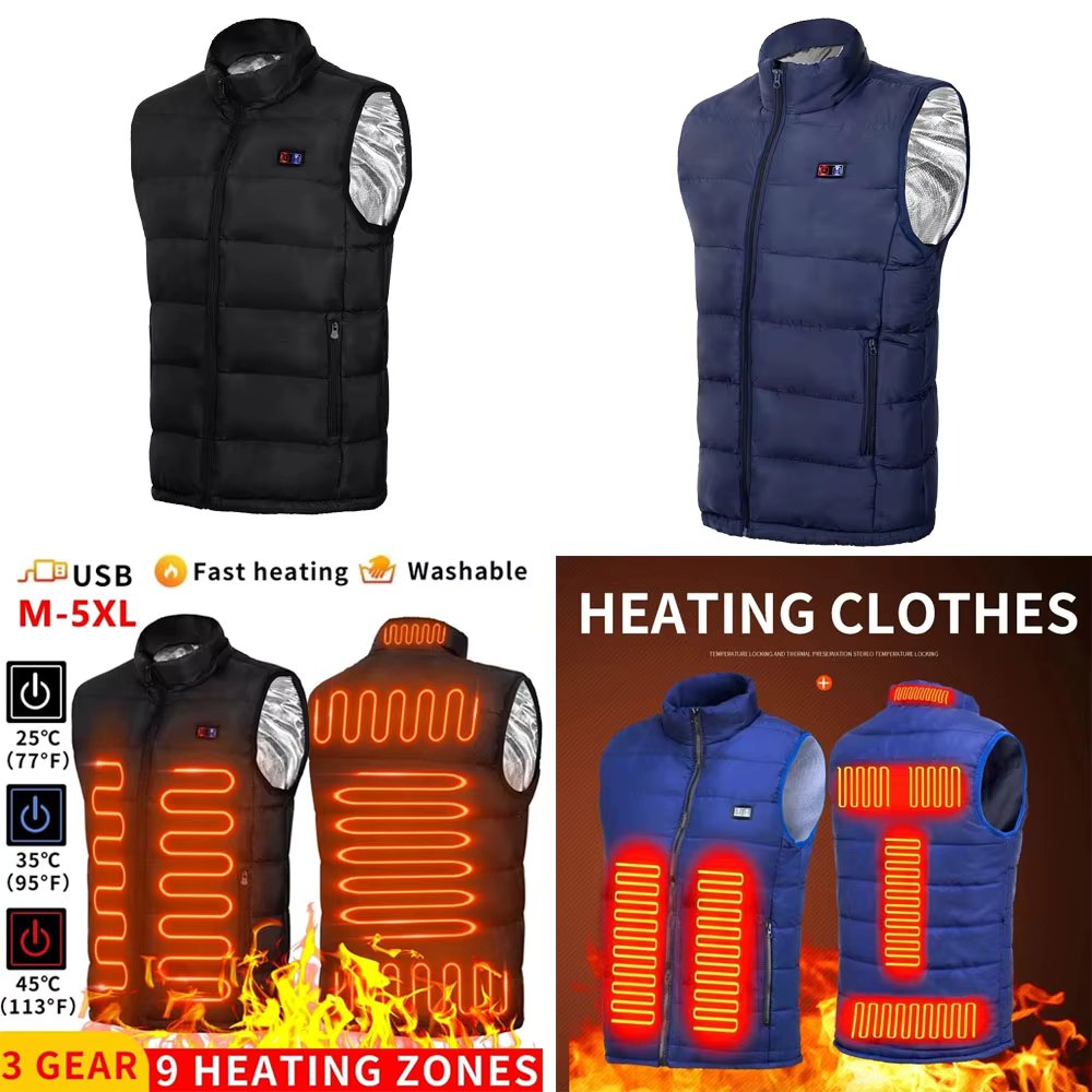 9 Heated Vest Zones Electric Heated Jackets Men Women Sportswear Heated Coat Graphene Heat Coat USB Heating Jacket For Camping