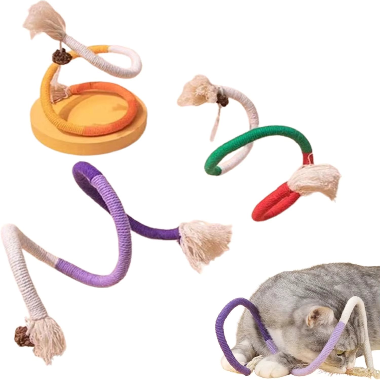 3-Pack Cotton Rope Cat Toys - Interactive Catnip Rope Toy Set for Indoor Cats, Encourages Playful Exercise, 27" Length, Safe and