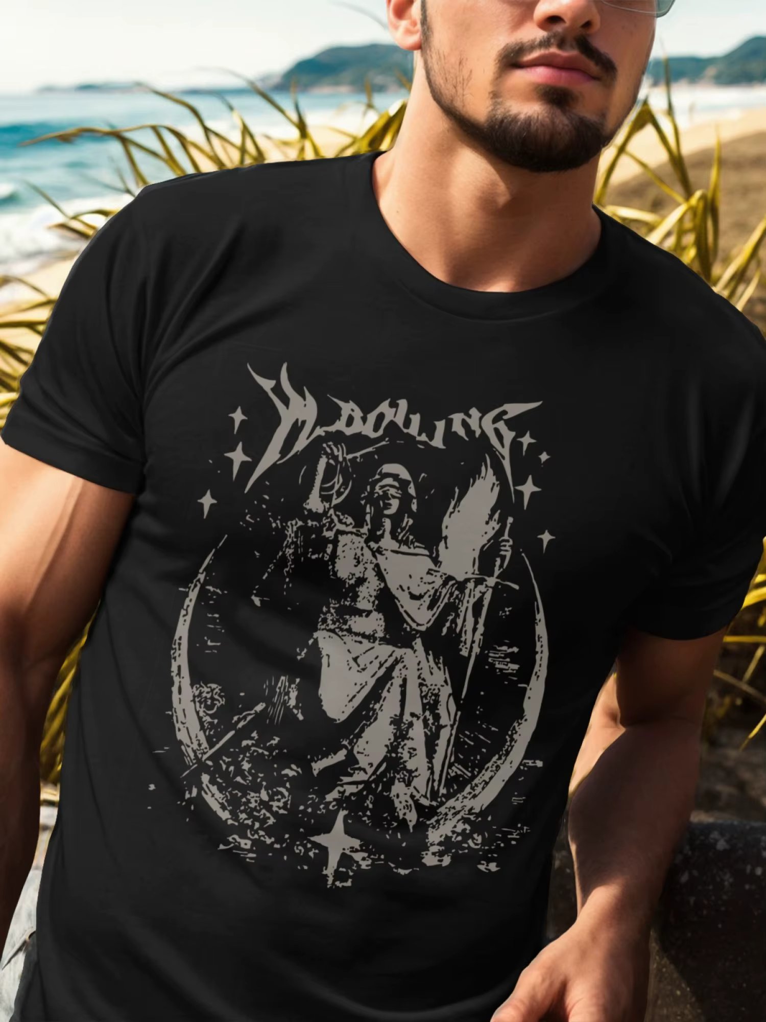 Men's short sleeved printed cotton T-shirt, round neck, comfortable and breathable, summer casual short sleeved top