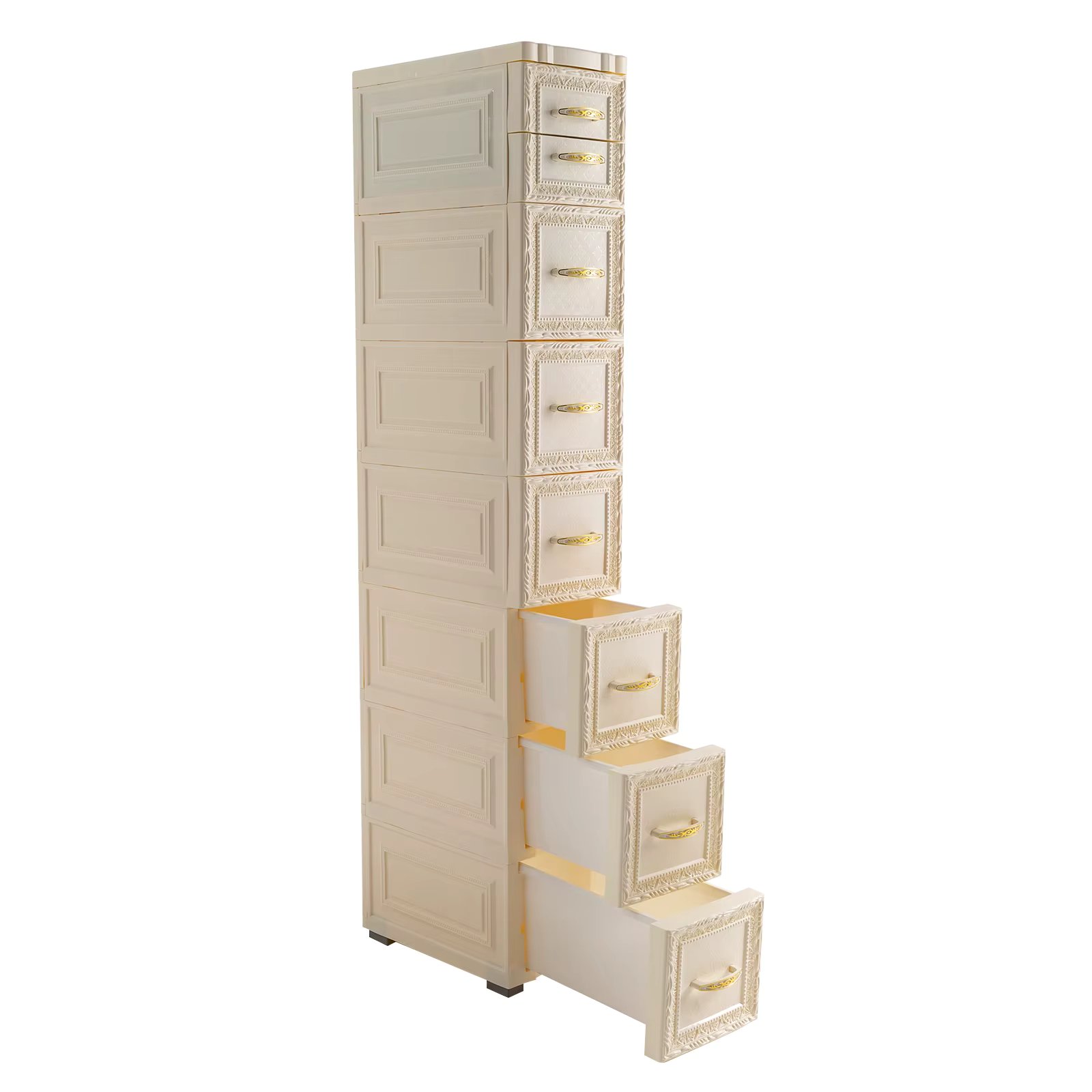 7*12.6*45.6 Inch Floor Mount 7 Tiers Floor Cabinet Four Wheels Easy to Move