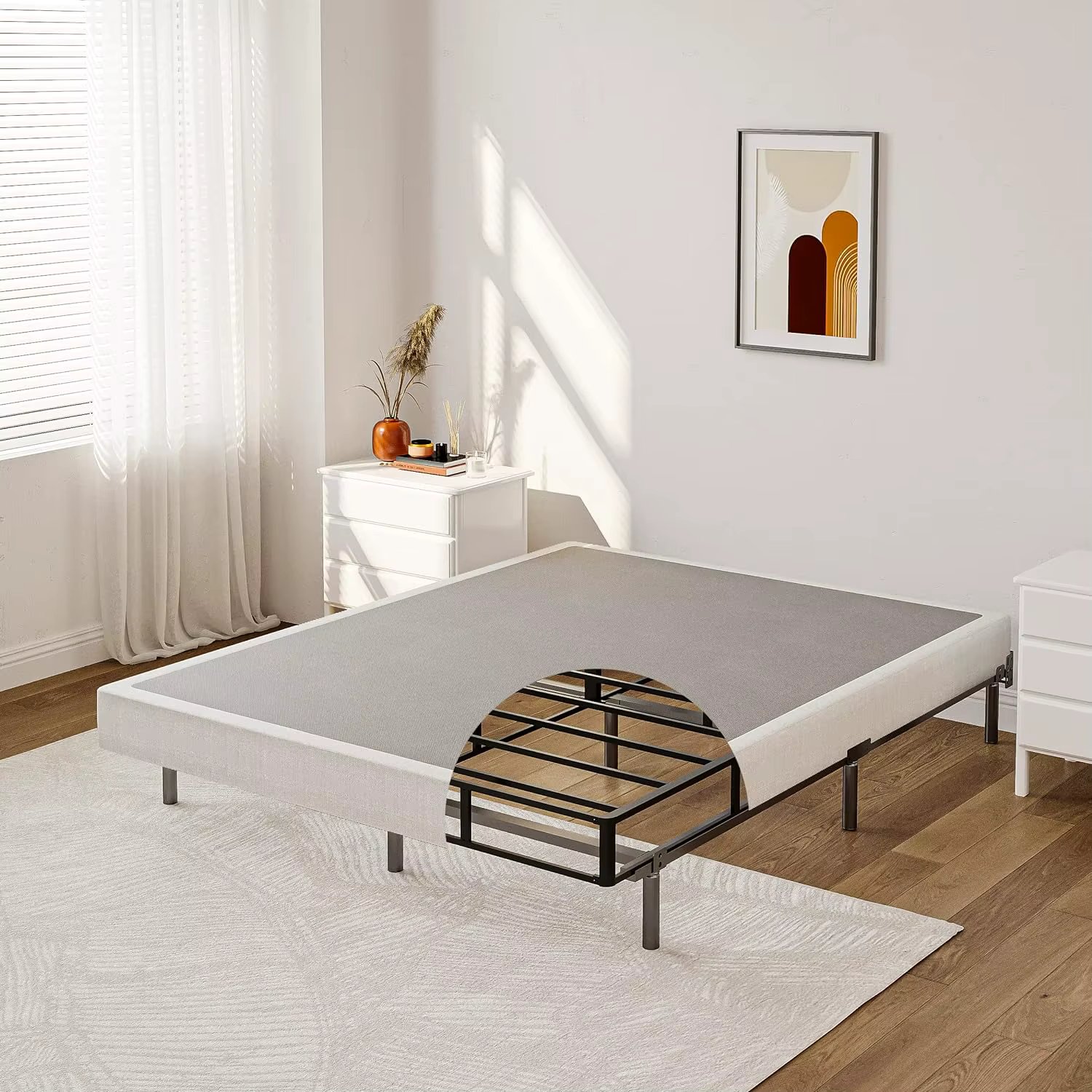 ZIYOO 9 Inch Metal Smart Box Spring with Quick Assembly / Mattress Foundation / Strong Metal Frame / Easy Assembly, Twin,Queen
