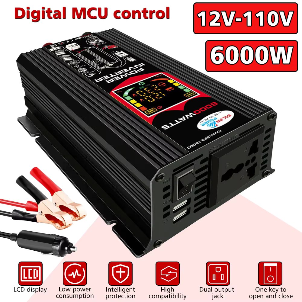 Pure Sine Wave Inverter B model 12V to 110V/220V Vehicle Inverter 50/60HZ Power Converter Car Transformer With LED Display