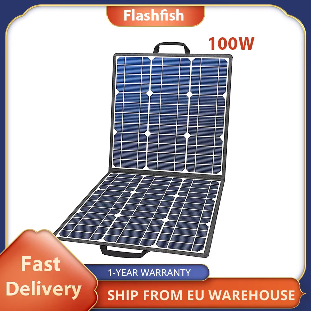 Flashfish SP 18V 100W Portable Solar Panel Unfolded USB Output Efficiency  Foldable Solar Panel USB DC Output