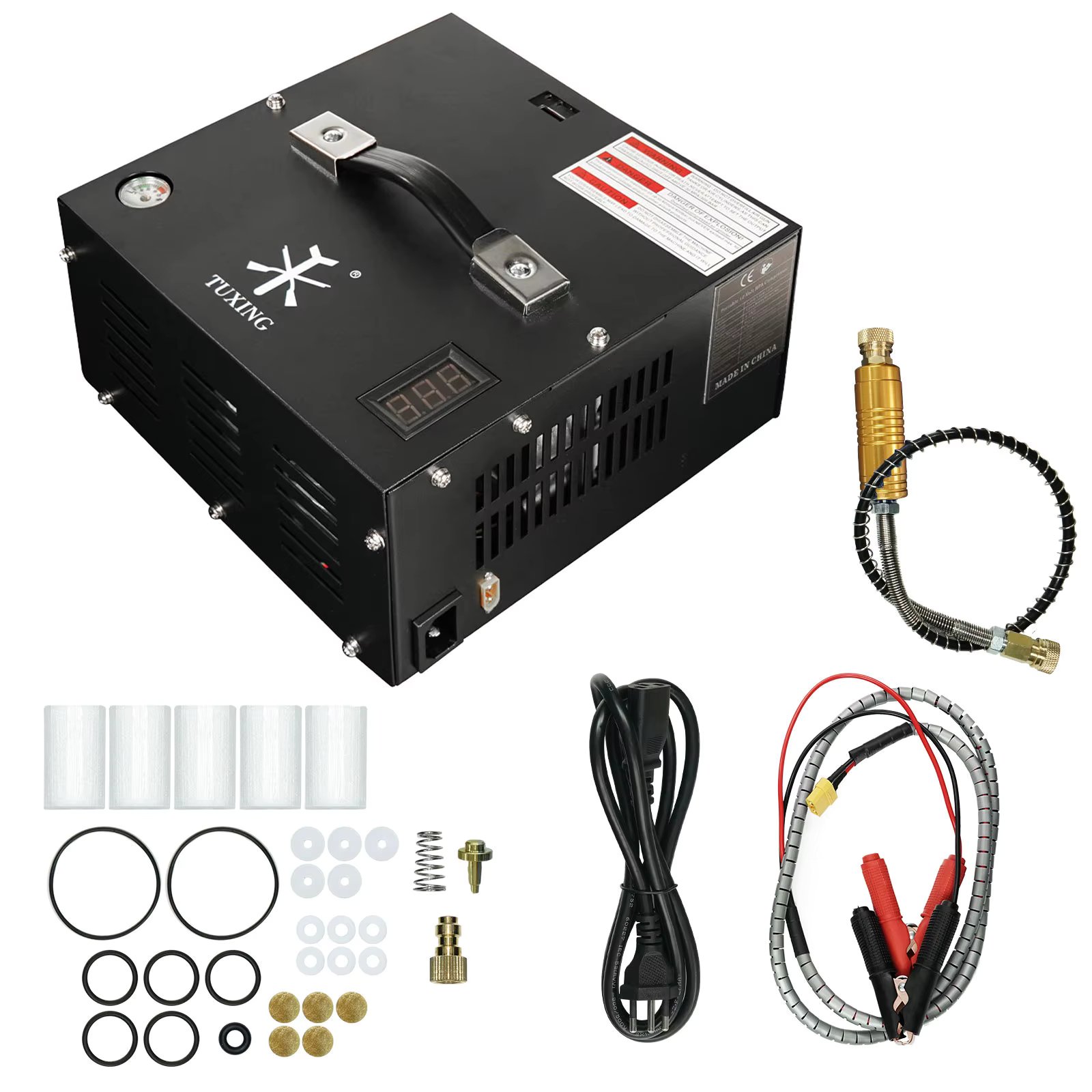 TUXING 4500Psi High Pressure PCP Air Compressor Built-in 110v/220v Transformer voltaje ajustable Compressor for Airgun Diving