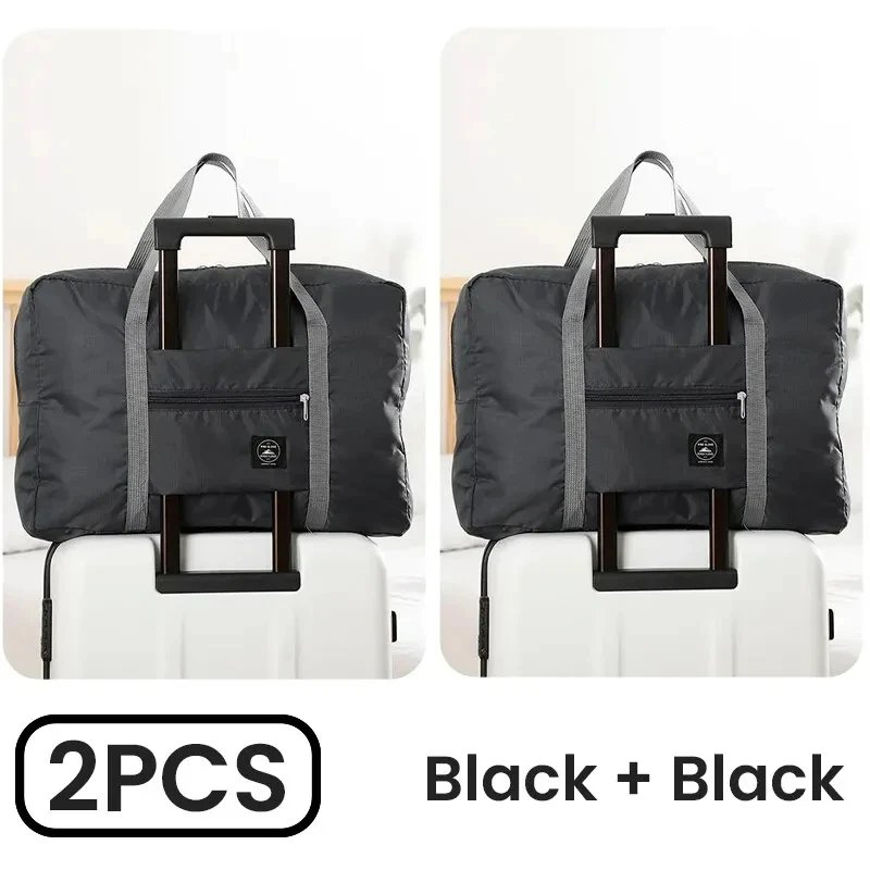 2 Pack Foldable Travel  Storage Bag for Airlines Carry on Bag Weekender Overnight Hospital Tote Bag Gym Luggage Bag Women Men