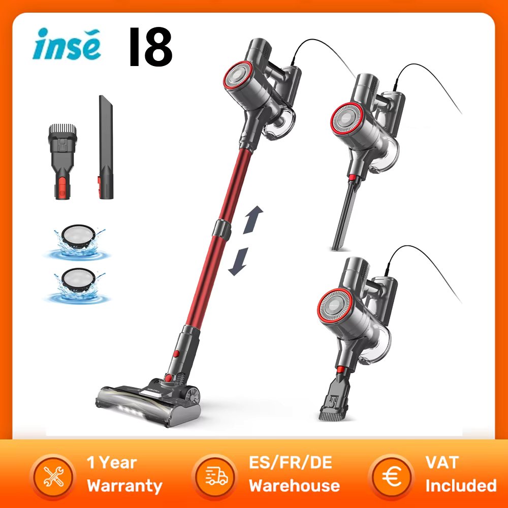 INSE I8 Cordless Vacuum Cleaner 23KPa Powerful Suction 600W Brushless Motor Stick Vacuum Cleaner for Pet Hair Carpet Hard Floor