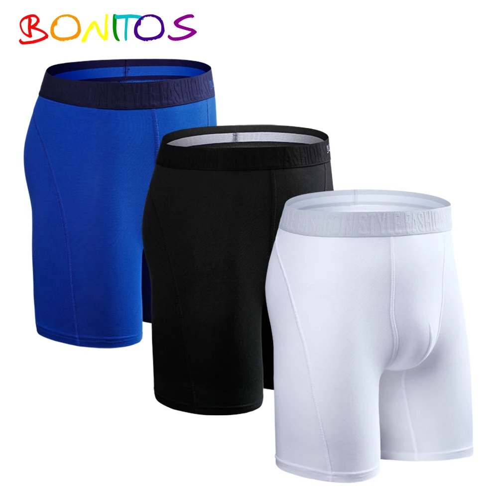 3pcs New Mens Underpants Long Boxers For Man Underware Cotton Men's Panties Family Sexy Male Shorts