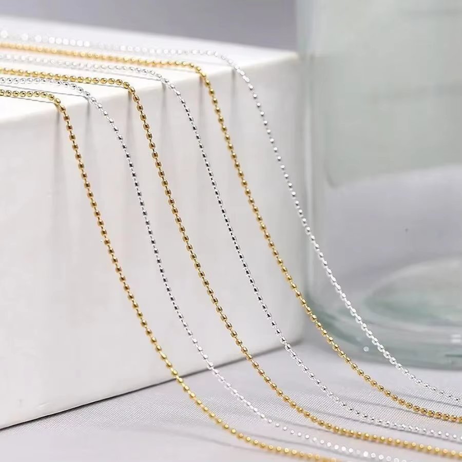 1M/Pack 0.8mm Gold Silver Nail Bead Chain Charm Ellipse Stone Nail Art Decorations Giltter Metal Steel Ball Jewelry Accessory