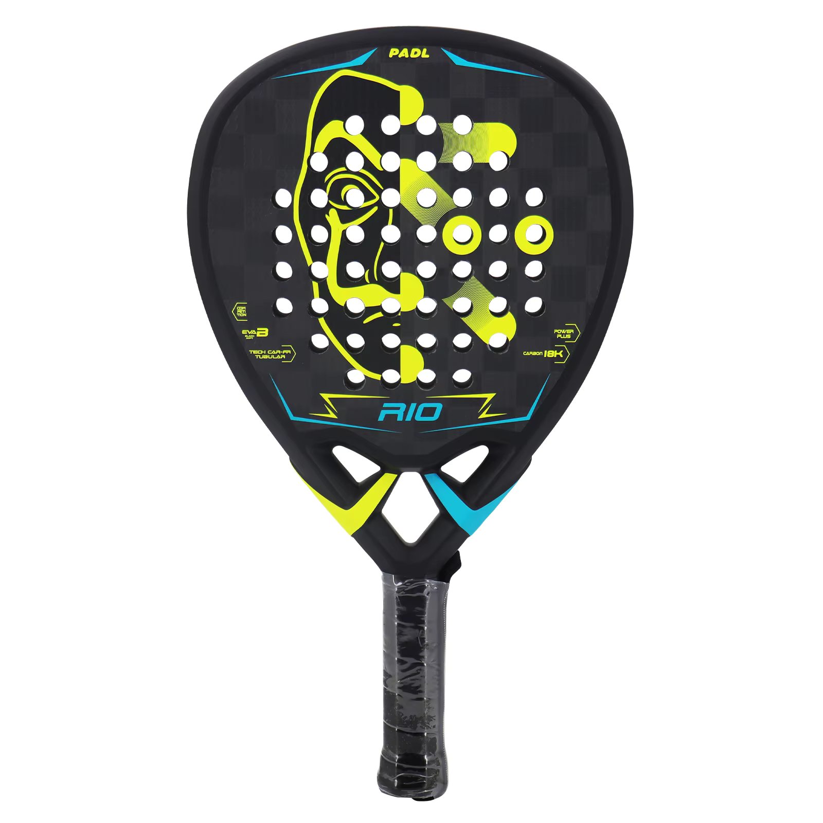 Carbon Fiber Paddle Racket, 3K, 12K,18K, Fiber, rough finish with Eva Soft Memory Foam Core, Round Shape, High Balance