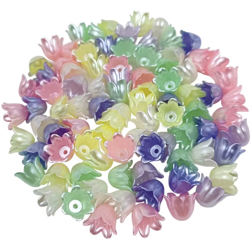 New Acrylic Imitation Pearl Color 20PCS 8.5*11mm Flower Hair Accessories Product Three-dimensional Lily of The Valley Creative