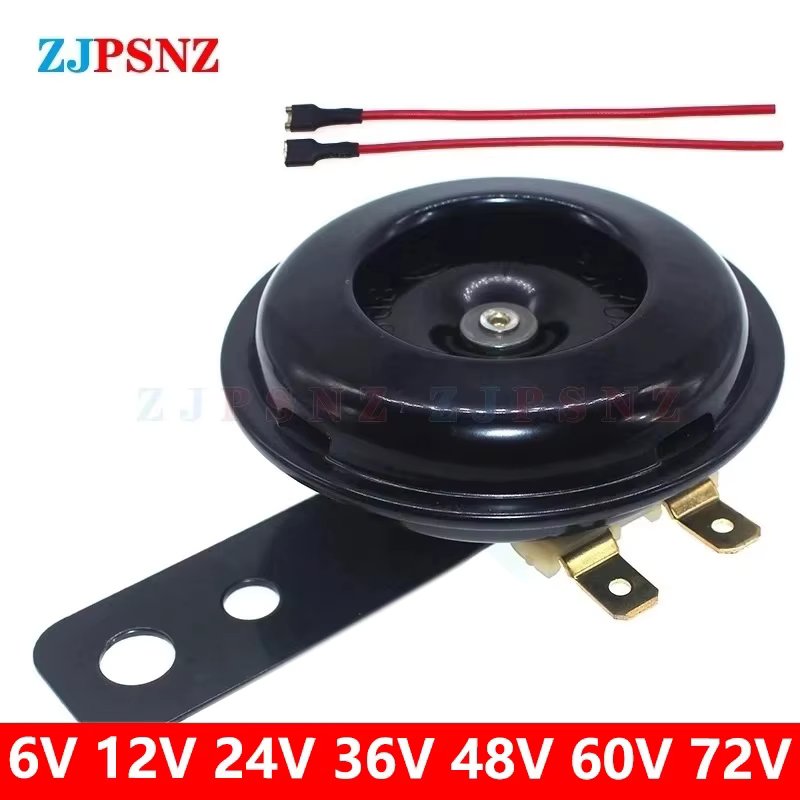 Universal Scooter Horn 6V 12V 24V 36V 48V 60V 72V E-Bikes Motorcycle Electric Horn Kits 110db Waterproof Round Loud Horn Speaker