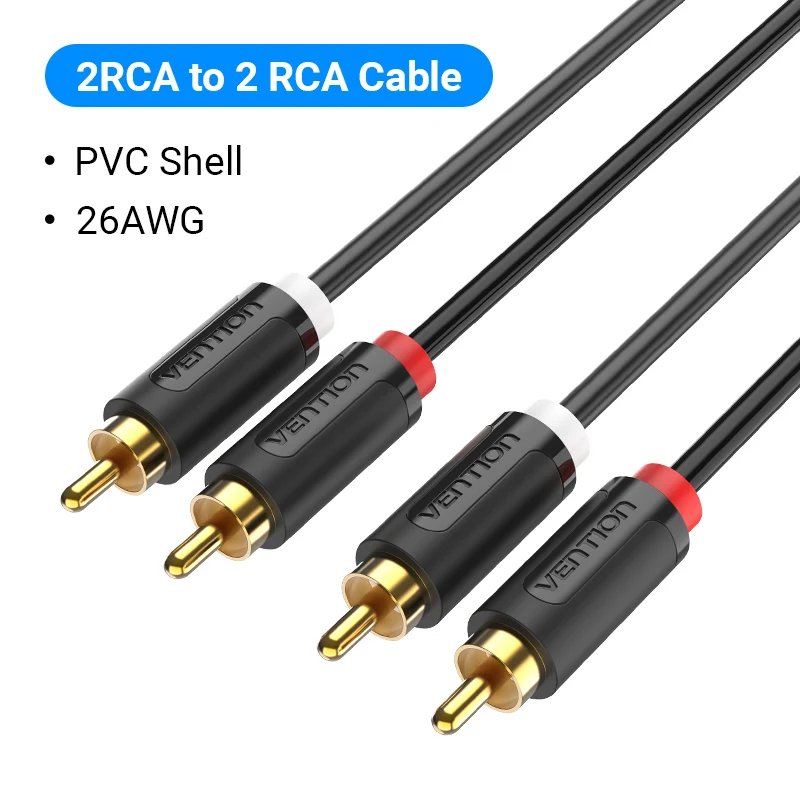 Vention 2RCA to 2 RCA Cable HIFI Stereo Male to Male Audio Cable for Home Theater DVD Amplifier TV 1.5m 3m Cable RCA Gold-Plated