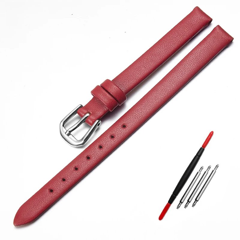 Genuine Leather Watch Bracelet womens fashion watchband wristwatches mini band 6mm 8mm 10mm 12mm red white color small strap
